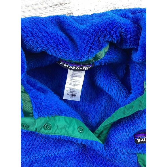 PATAGONIA Re-Tool Snap-T Pullover Blue/Green Fleece Women's  XL PolarTec 1/4 Zip - Picture 10 of 13